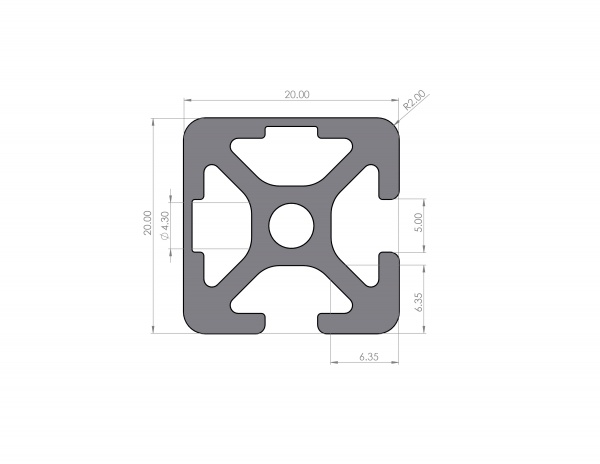 Aluminum profile 20x20 groove 5 I-type 2N90